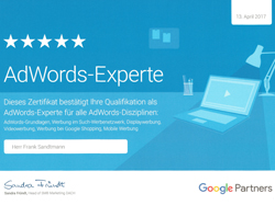 Zertifikat Google AdWords Experte - Vertriebsberatung Hamburg